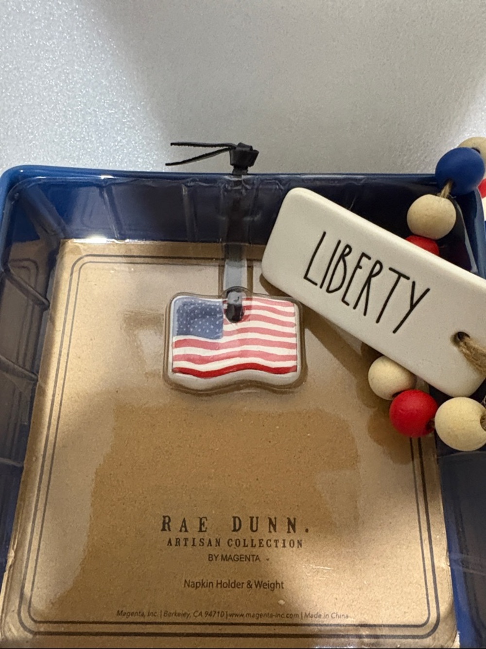 Rae Dunn Blue Ceramic Napkin holder & Weight! 🇺🇸 - Picture 2 of 3